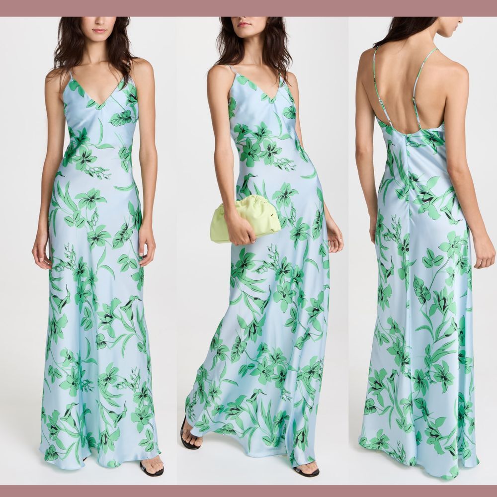 NEW $385 RAMY BROOK [ 2 ]‎ Floral Printed Rowe Midi Dress In Capri Green #6292
